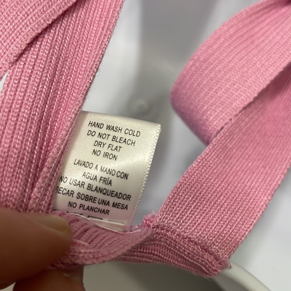 Love Tree Pink Ribbed Square Neck Tie Back Crop Tank Top Size S NWT - Picture 5 of 8